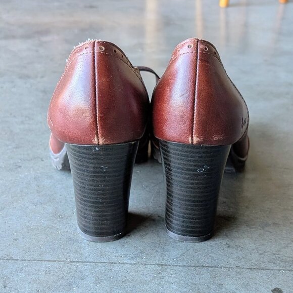 B.O.C by Born Brown Leather Oxford Mary Jane Block Heels size 10/42 - Picture 4 of 11